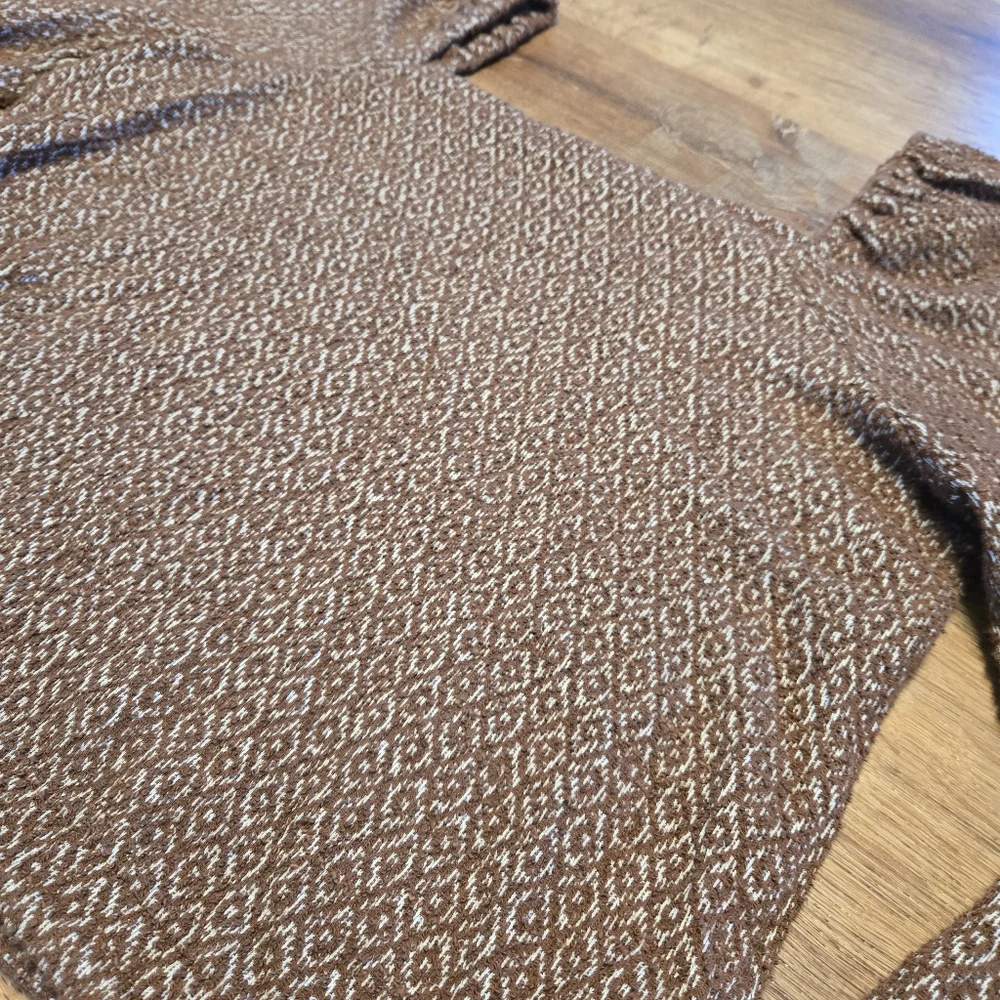 Madewell Brown Diamond Pattern Long Sleeve Blouse Size Small